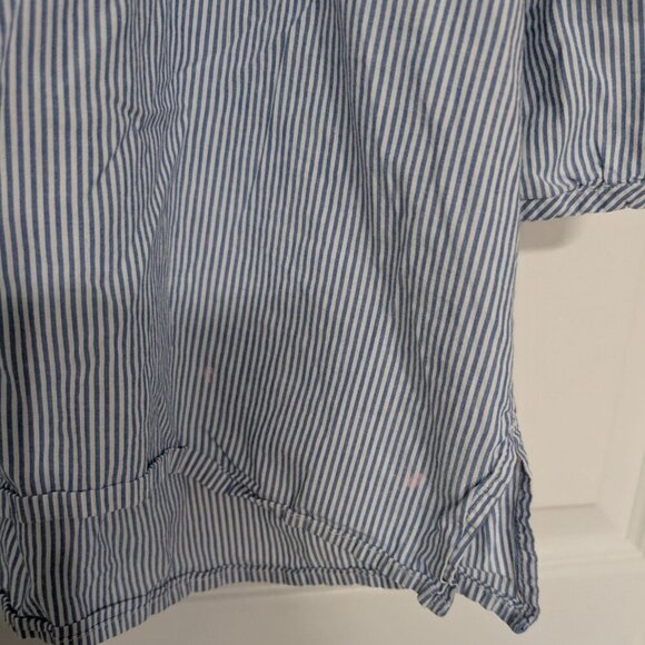 Talbots Stripe Shirt Womens Size 2X Blue 3/4 Sleeves Boho Lace Ruffle Cotton - Picture 12 of 15